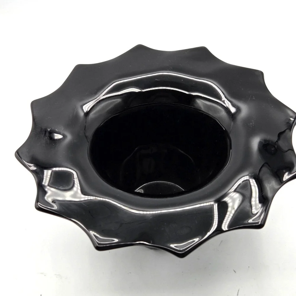 BLACK GLASS FLOWER‎ POT OR VASE CONTEMPORARY MODERN